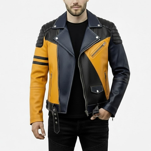 Streetwear Square Collar <b>Leather</b> Red <b>Real</b> <b>Leather</b> <b>Jacket</b> Latest Hot Selling Design Winter <b>Jacket</b> Men Outdoor <b>Jacket</b> Men's - Product Image 1