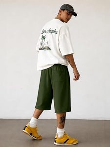 Pantalones Cortos Deportivos de Alta Calidad para Hombre, 100% Algodón, Estilo Vintage, Lavado Ácido, Secado Rápido, para Gimnasio y Fitness - Product Image 4