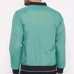 Chaqueta Bomber Verde de Poliéster Lisa para Hombre, Cortavientos Casual de Invierno, con Ribete Acanalado, Venta al por Mayor Personalizada OEM ODM - Product Image 2