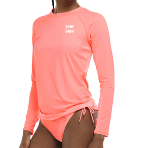 Vente en gros de Rash Guards à manches longues, hauts de compression UPF50+ en tissu Spandex/Polyester 220g, options de logo personnalisé, multi-positions - Product Image 2