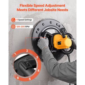 Truelle électrique 220V d'occasion 800W, 6 vitesses, pour finition du béton avec tige mélangeuse - Product Image 5