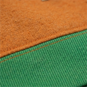 Cardigan tricoté surdimensionné personnalisé orange et vert contrastant pour femme, col en V, technique de patchwork, effet délavé, logo personnalisable - Product Image 3