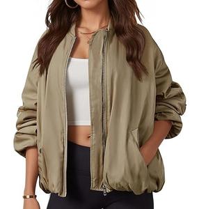 Blouson Bomber en Satin de Haute Qualité pour Femmes, Doublure en Nylon Respirant, Motif Uni Teint, Automne Hiver, Blousons Bomber pour Filles - Product Image 5