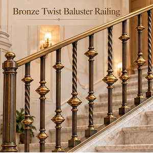 Barandilla de Bronce Artesanal con Peldaños Trenzados para Hoteles y Villas de Lujo, Pasamanos y Balaustrada - Product Image 1