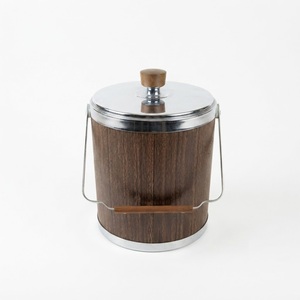 Cubo de Hielo de Madera con Tapa Cromada Pulida y Asa Abatible, Bolsa Enfriadora de Vino de Doble Pared y Enfriador de Cócteles para Restaurantes y Bares - Product Image 1