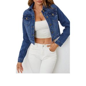 Nouveauté Vestes en jean pour femmes Grande taille Manches régulières Respirant Coupe-vent Bouton Veste en jean Poches Grande taille Printemps - Product Image 4