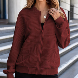 Best Seller Zipper Closure Solid <b>Leather</b> <b>Women</b> Bomber <b>Jacket</b> Custom <b>Vintage</b> College Bomber <b>jacket</b> For Ladies - Product Image 3