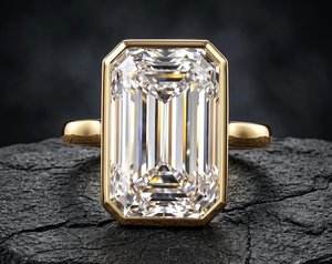 แหวนหมั้นเพชรทรงเหลี่ยมมรกต 10 กะรัต เพชรเพาะเลี้ยง ทองคำแท้ 10K 14K 18K ดีไซน์เครื่องประดับชั้นดี รับรองโดย IGI สี E VVS - Product Image 2
