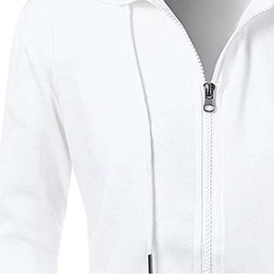 Sweat-shirts à capuche pour femmes, blancs, à manches longues, faible MOQ, en molleton de coton respirant, zippés, décontractés, unis, tricotés, pour femme - Product Image 3