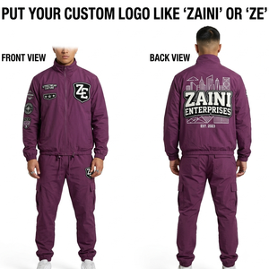 ZAINI Premium 300 Grams <b>Knitted</b> Polyester Breathable Casual Windbreaker Suit Men Winter Hooded Front Blue Black Heat-Transfer - Product Image 1