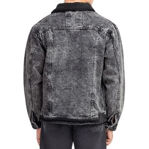 Chaqueta de Mezclilla Gris Lavada para Hombre, Personalizada, con Cierre Completo, Manga Larga, Estilo Casual Vintage, Ropa de Calle - Product Image 2