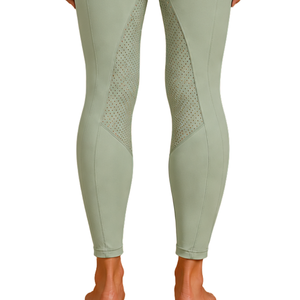 Leggings d'équitation vert sauge pour femmes, taille haute, avec grip en silicone extensible, pour l'entraînement équestre - Product Image 5