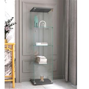 Vetrina nera a una porta con 4 ripiani per la conservazione del soggiorno - Product Image 3