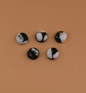Mohave White <b>Black</b> Copper Turquoise 12mm Round Flatback High <b>Polish</b> Smooth Loose Gemstone Cabochon For Jewelry Making Pendants - Product Image 3