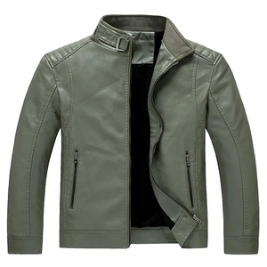 Veste en cuir PU pour homme avec poches zippées, veste zippée élégante pour l'automne et l'hiver, vêtements d'extérieur, veste homme tendance personnalisée - Product Image 1