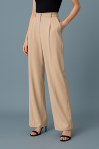 Pantalones Anchos Minimalistas para Mujer, Cintura Alta, Corte Holgado, Básicos, Tela Suave, Diseño Limpio, Elegantes, Casuales, para Uso Diario - Product Image 2