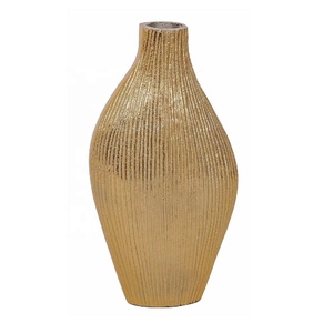 <b>Unique</b> Handmade Gold Oval Aluminum Tall Modern Flower <b>Vase</b> Decorative Tabletop Living Room Home Office Centerpiece Home Decor - Product Image 5