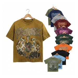 Camiseta Ligera de Manga Corta para Hombre, 100% de Alta Calidad, Color Liso, Estilo Vintage Lavado, con Diseño de Logotipo Impreso en DTF, Estilo Urbano - Product Image 1