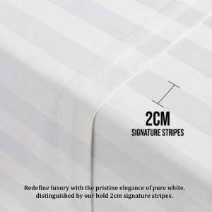 Sábana individual de satén a rayas 100% algodón, 210 hilos, blanca, 60x90 pulgadas, con una funda de almohada, la más vendida, disponible para la venta. - Product Image 5
