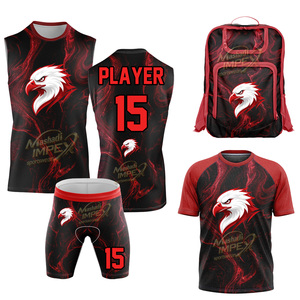 มาชาดี อิมเพ็กซ์ชุดเสื้อบาสเก็ตบอลชาย พิมพ์ลายอินทรีสีแดงดำ ดีไซน์ระบายความชื้น ทรงสปอร์ต - Product Image 1