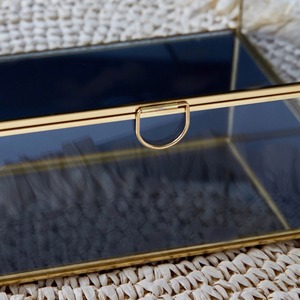 Luxury Gold Metal Frame Clear Glass Jewelry <b>Trinket</b> Storage <b>Box</b> Decorative Hinged Lid Keepsake Organizer for Vanity Home Decor - Product Image 4