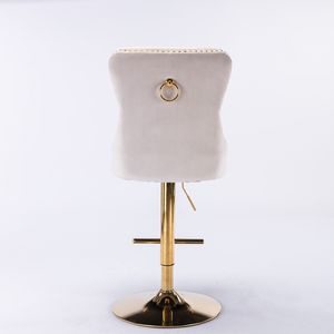 A a Furniture's Modern Upholstered <b>Bar</b> <b>Stools</b> Thick Golden Velvet with Swivel <b>Adjustable</b> Seat Height 27-35 Inch - Product Image 6