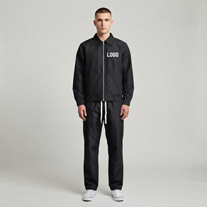 OEM Custom <b>Vintage</b> Men's Tracksuit Zip up Hooded <b>Windbreaker</b> Jacket and Pants Set Retro Streetwear Sportswear 2PC Tracksuit - Product Image 1