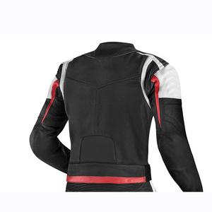 Unisex Full Sleeve Leather Motorcycle Racing <b>Suit</b> Black <b>Red</b> White Color Blocked Windproof Waterproof Breathable Plus Size All - Product Image 3