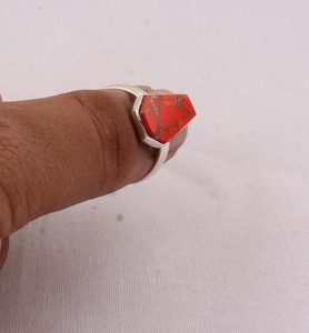 Natural Orange Copper <b>Turquoise</b> <b>Ring</b> 925 Sterling Silver Coffin Shape Gothic Jewelry Handcrafted Vintage Statement <b>Ring</b> - Product Image 4