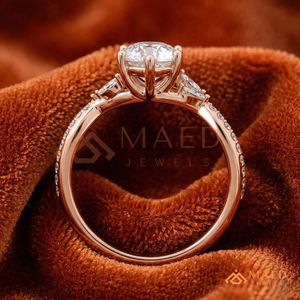<b>Rose</b> Gold Plated Pear Cut Moissanite Ring Elegant Bridal Promise Jewelry for Women Daily Wear Gift USA Style Modern Beauty - Product Image 3