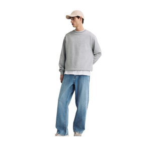 Jean droit bleu clair pour homme, taille mi-haute, coupe décontractée, en denim de coton, idéal pour le printemps - Product Image 1