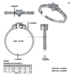 Bague en or rose avec cœur en diamant pour femme, alliance de fiançailles avec pierres latérales, bijoux de mariage, gravure personnalisée - Product Image 5