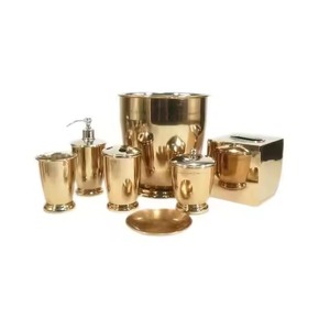 Artisan Metal <b>Bathroom</b> <b>Set</b> Decorative Vanity <b>Accessories</b> Collection for Home Hotel Spa Resort <b>Bathroom</b> Counter Decor - Product Image 1