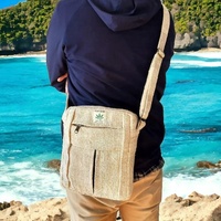 Mochila Escolar de Cáñamo Ecológica Unisex, Diseño Minimalista Vegano Hecho a Mano, Patrón Geométrico Sostenible, Superventas