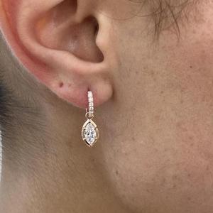 Marquise Cut Diamond Drop <b>Earrings</b> with Round Cut Hoop Accent Solid <b>Gold</b> <b>Dangle</b> <b>Earrings</b> Elegant Bridal Jewelry Luxury Wedding - Product Image 4