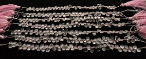 Natural Rose Quartz Faceted Pear Shape Briolette 6.5 Inch Strand Size 5x7MM Rose Quartz Gemstone Briolette By Indian Wholesaler - Product Image 4