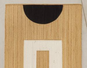 พรมปูพื้นลายเรขาคณิตสีดำขาว ทอมือจากเส้นใยปอกระเจาธรรมชาติ สไตล์โมเดิร์นโบโฮ สำหรับตกแต่งบ้าน - Product Image 2