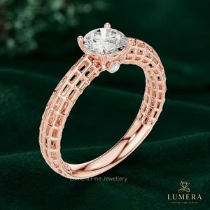 Open Work Lattice Band High Quality Lab Grown Diamond <b>Fine</b> <b>Jewelry</b> Gift Round Cut Diamond Engagement Ring Classic Bridal <b>Jewelry</b> - Product Image 3