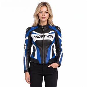 Chaqueta de cuero para motociclista personalizada al por mayor para mujer, chaqueta de moto de cuero de vaca con cremallera completa para mujer - Product Image 3