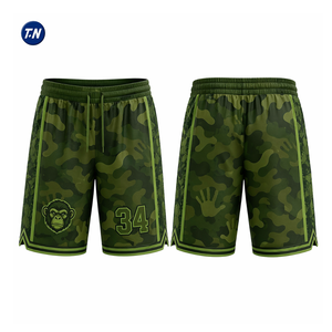 Shorts de basket personnalisés 100% polyester, imprimés par transfert thermique, séchage rapide, antibactériens, respirants, unisexe adulte - Product Image 1