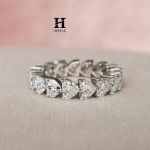 Bague d'éternité romantique en or blanc 14 carats avec diamant de laboratoire en forme de cœur 5 carats, bague de mariage pleine éternité pour femme, vente en gros - Product Image 4