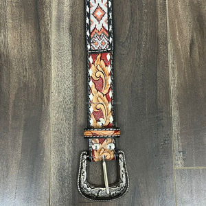 New Arrival Fashionable Luxury Hand <b>Tooled</b> Beaded Belt Men & women Office Wear Genuine Cow <b>Leather</b> Belt in Low Price OEM Service - Product Image 5