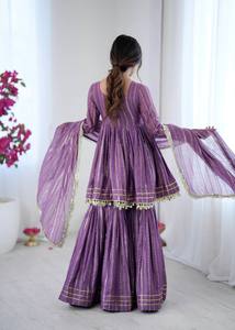 Ensemble de tenue Sharara ethnique Mal Chanderi fait main pour les occasions festives - Product Image 2