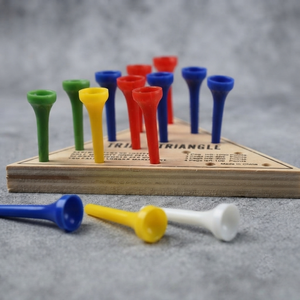Wooden Triangle Peg Solitaire Game With Colorful Plastic Pins Classic Brain Teaser <b>Puzzle</b> For Kids And Adults For Enjoyment - Product Image 2