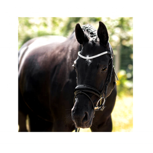 บังเหียนม้าหนังแท้ที่มีน้ำหนักเบามีสายคิ้วคริสตัล8มม. ดีไซน์เนอร์นุ่มสบายสายรัดจมูกบุนวมและสายรั้งพีวีซีรวมอยู่ด้วย - Product Image 6