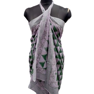 100% Cotton Sarong <b>Beach</b> <b>Wrap</b> Heat-Transfer Printed Bohemian Floral Letter Leopard Off-the-Shoulder Neckline Summer - Product Image 2