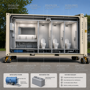 Etodevice 20ft <strong>Portable</strong> with Wheels Fully Equipment 20ft <strong>Container</strong> Mobile Toilet Prefab Modular Restroom <strong>Container</strong> Outdoor - Product Image 1
