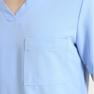 Men Light Blue V-Neck <b>Scrub</b> <b>Top</b> With Pockets Cotton Polyester Woven Hospital Uniform <b>Scrub</b> <b>Tops</b> Unisex Medical <b>Scrub</b> Workwear - Product Image 3