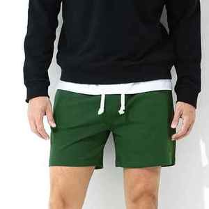 Shorts unisexe 2026 en toile de polyester vert uni avec cordon de serrage, poches avant, style vintage, personnalisable, élastique, écologique - Product Image 2