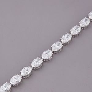 Bracelet tennis en diamant de culture ovale, finition or blanc 14 carats - Product Image 1